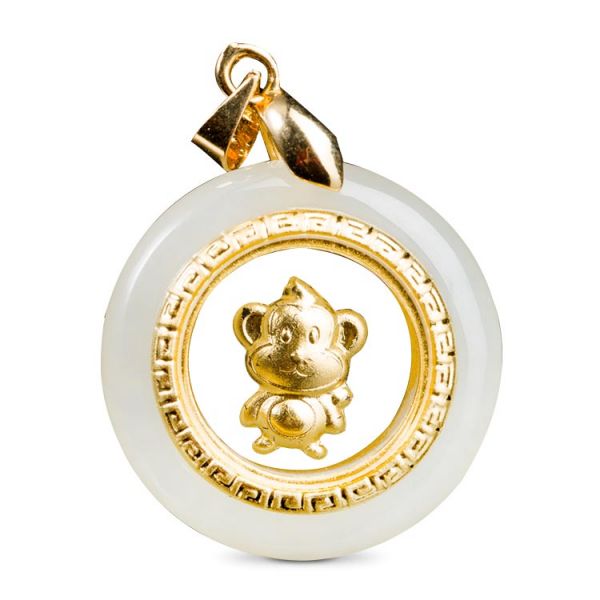 鼎云轩和田玉白玉时来运转生肖吊坠猴