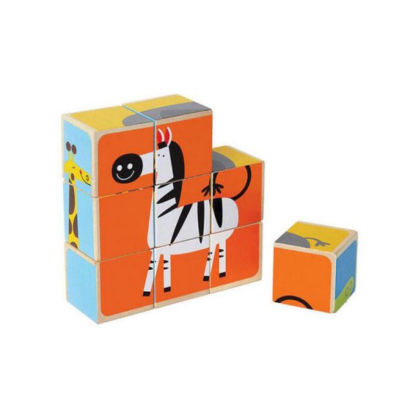 德国hape 动物六面拼图 益智玩具 启蒙早教 大块积木 创意动脑 实木